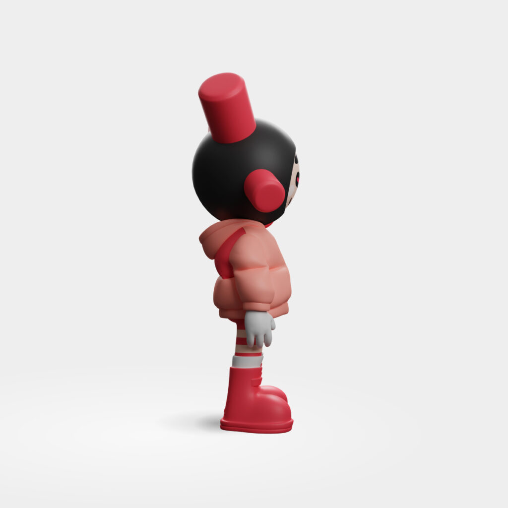 Art toy EQSO Cherry Lady vu de profil