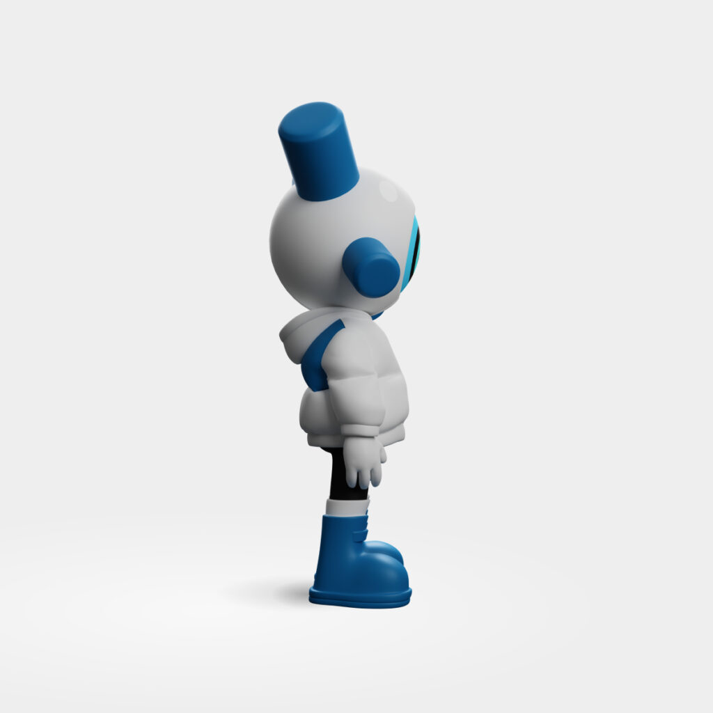 Art toy EQSO Deep Blue vu de profil