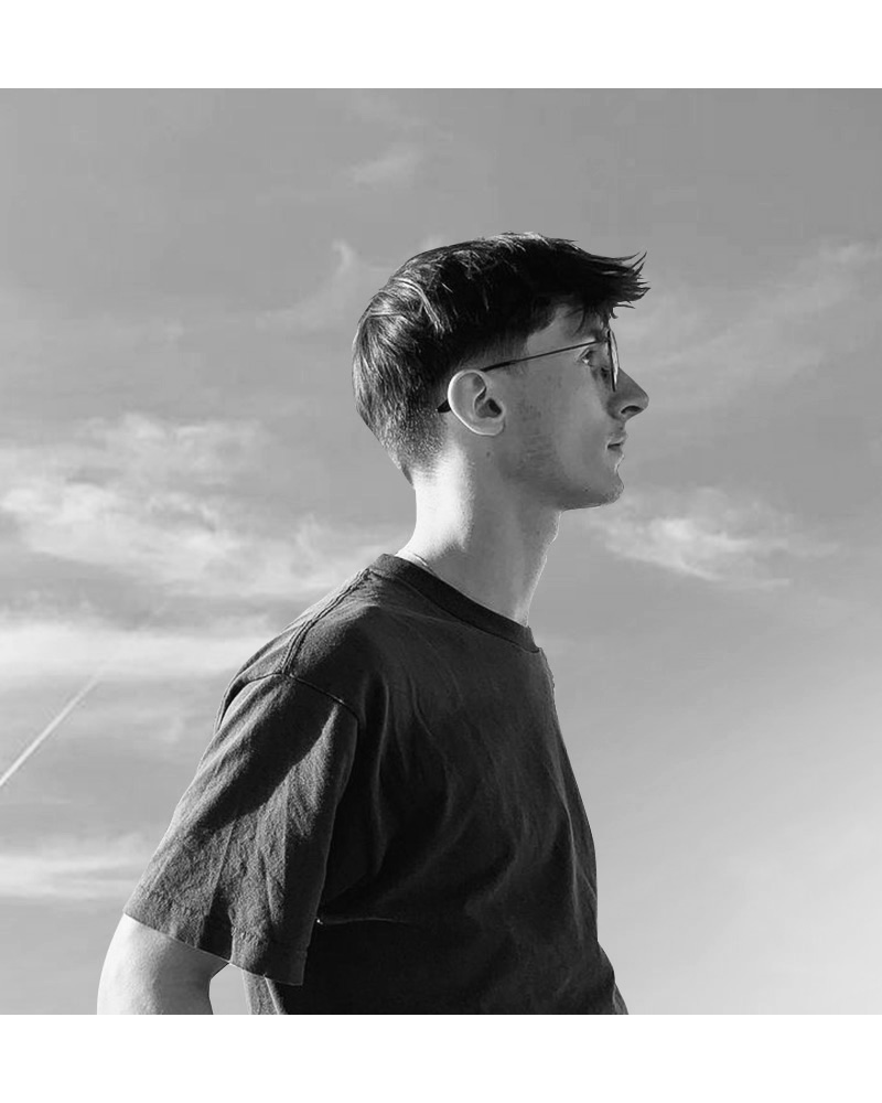Black and white portrait of Romain, 3D FX artist and Popterror co-founder