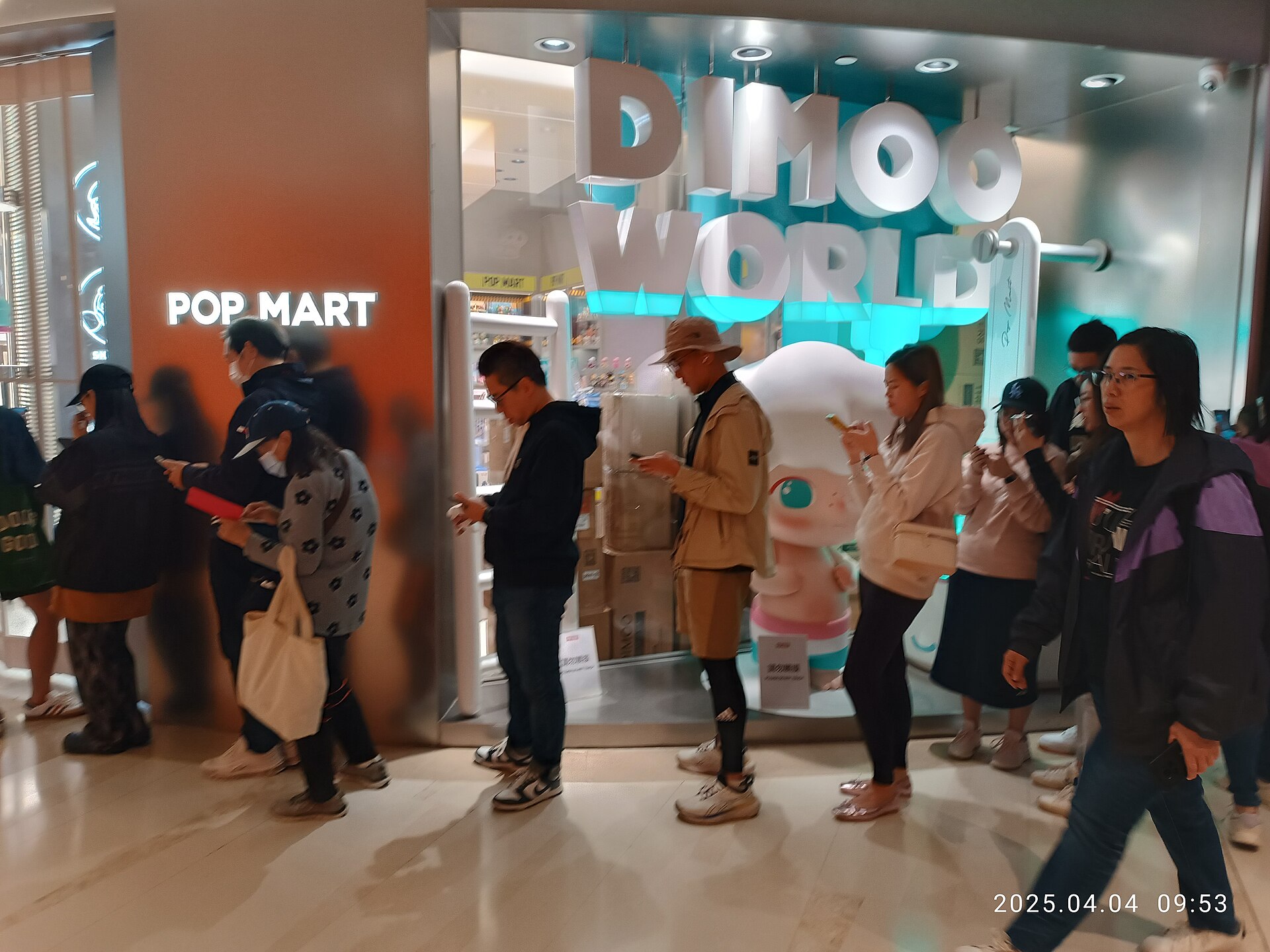 Queue outside a Pop Mart store in Hong Kong in April 2025